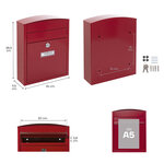 Boîte aux Lettres en Acier  Compact E5736  Anti-pluie  Rouge