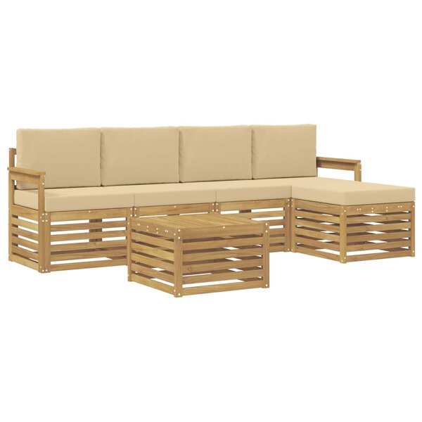 vidaXL Ensemble de canapés d'extérieur 6 pc Blanc et Beige Polyester