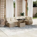 vidaXL Salon de jardin avec coussins 8 Pièces beige résine tressée