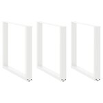 vidaXL Pieds de table à manger en U 3 pièces Blanc 80 x (72-73) cm Acier