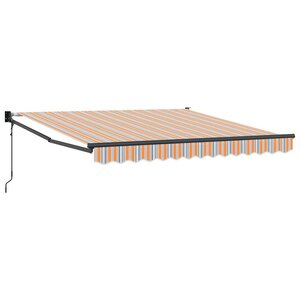 vidaXL Auvent Rétractable Orange Gris Bleu Blanc 350 x 250 cm tissu