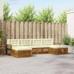 vidaXL Ensembles de canapés avec coussin 6 Pièces Naturel et Crème