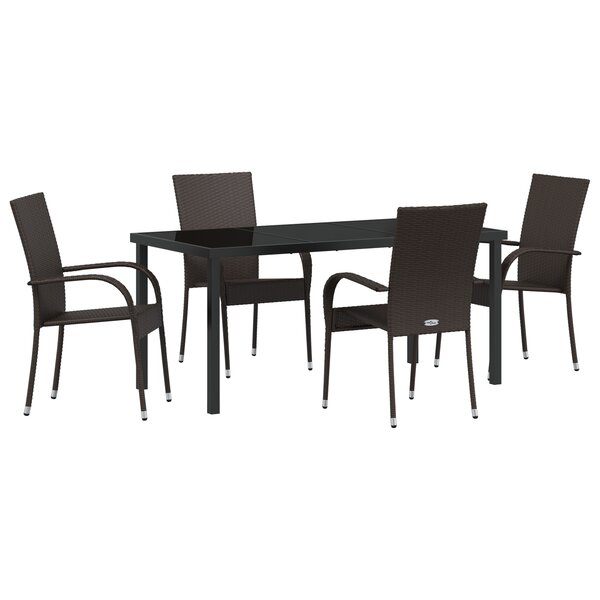 vidaXL Ensemble salle à manger jardin 5 pièces marron rattan poly