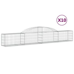vidaXL Paniers à gabions arqués 10 Pièces 300x30x40/60 cm fer galvanisé
