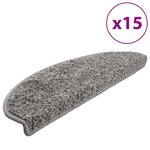 vidaXL Tapis d'escalier 15 pièces 65 x 21 x 4 cm Gris Demi-rond Grand