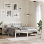 vidaXL Cadre de lit métal sans matelas et tête de lit blanc 160x200 cm