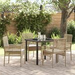 vidaXL Ensemble de salle à manger de jardin 5 pièces avec coussins beige en rotin poly