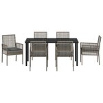 vidaXL Ensemble de Salle à Manger de Jardin 7 Pièces avec Coussins Gris Poly Rattan