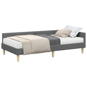 vidaXL Cadre de lit d'angle avec matelas avec matelas 2 Pièces Gris tissu