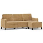 vidaXL Canapé à 3 places avec repose-pieds Marron 180 cm Velours
