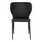 2 chaises de salle à manger en cuir synthétique noir avec pieds noirs