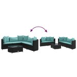 vidaXL Salon de jardin 6 Pièces avec coussins noir résine tressée