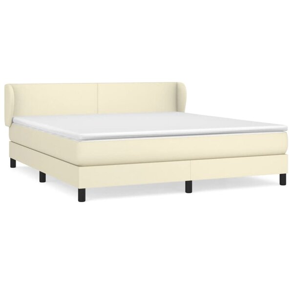vidaXL Lit à sommier tapissier avec matelas Crème 160x200cm Similicuir