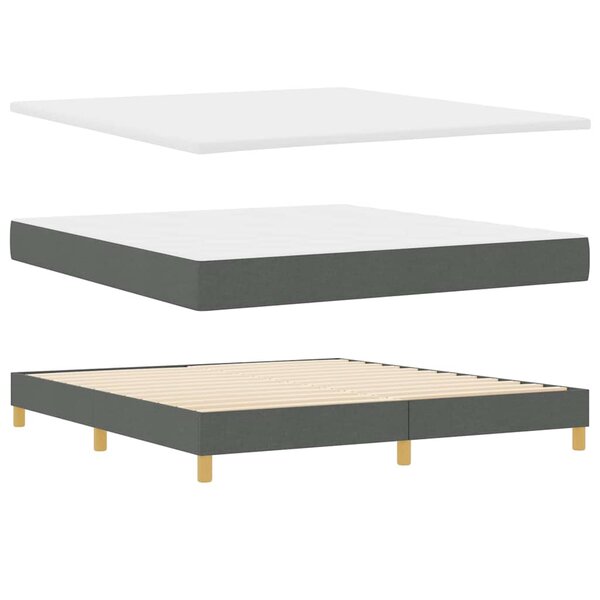 vidaXL Lit Box Spring avec matelas gris foncé  180 x 200 cm  tissu.