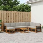 vidaXL Ensemble de canapés d'extérieur 9 Pièces Naturel et gris clair