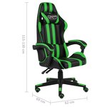 vidaXL Fauteuil de jeux vidéo Noir et vert Similicuir