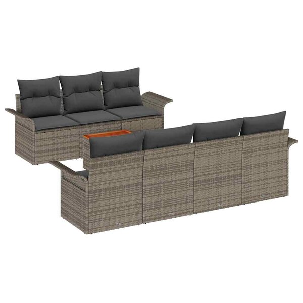 vidaXL Ensemble de canapé de jardin 8 Pièces Gris Poly rotin