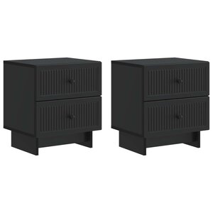 vidaXL Cabinet de chevet avec tiroir 2 Pièces Noir 43 x 34 5 x 47 5 cm