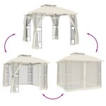 vidaXL Tonnelle avec double toit et parois en filet crème acier