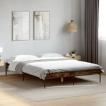 vidaXL Cadre de lit sans matelas chêne fumé 135x190 cm