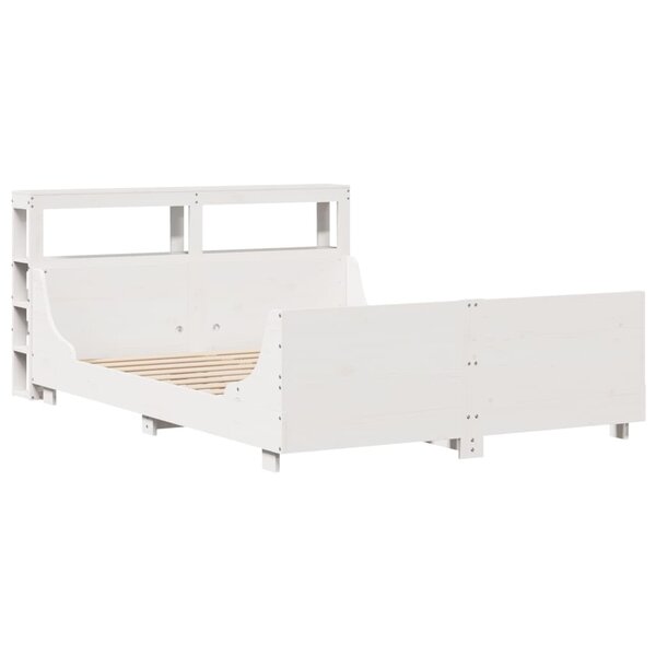 vidaXL Cadre de lit sans matelas blanc 135x190 cm bois de pin massif