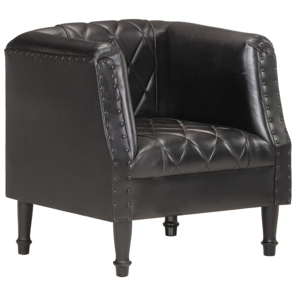 vidaXL Chaise cabriolet Noir Cuir véritable de chèvre