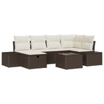 vidaXL Ensemble de Canapés de Jardin 7 pièces avec coussins marron en poly rattan