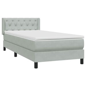 vidaXL Sommier à lattes de lit et matelas gris clair 80x220 cm velours