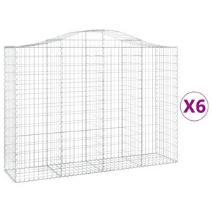 vidaXL Paniers à gabions arqués 6 Pièces 200x50x140/160 cm Fer galvanisé