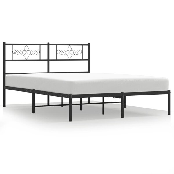 vidaXL Cadre de lit métal sans matelas avec tête de lit noir 120x190cm