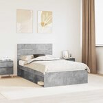 vidaXL Cadre de lit avec tête de lit Béton 120 x 200 cm Pin massif