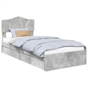 vidaXL Lit de Rangement Gris béton 75 x 190 cm Bois d'ingénierie