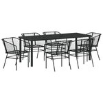 vidaXL Set de salle à manger de jardin 7 pièces en poly rattan noir