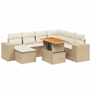 vidaXL Salon de jardin avec coussins 8 Pièces beige résine tressée