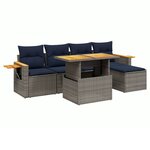 vidaXL Salon de jardin 6 Pièces avec coussins gris résine tressée
