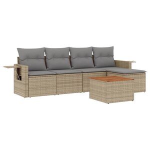 vidaXL Salon de jardin avec coussins 6 Pièces beige résine tressée