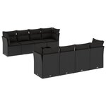 vidaXL Salon de jardin 9 Pièces avec coussins noir résine tressée