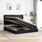 vidaXL Lit de rangement LED avec matelas Noir 180 x 200 cm Tissu