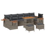 vidaXL Ensemble de canapé de jardin 10 Pièces Gris polyrotin