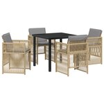 vidaXL Ensemble de salle à manger pour jardin 5 Pièces Beige Poly rotin