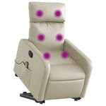 vidaXL Fauteuil inclinable de massage électrique crème similicuir