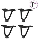 vidaXL Pieds en épingle à cheveux pour table basse 4 pièces Noir 10 cm Acier massif