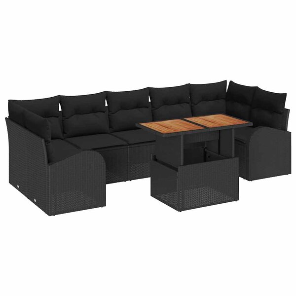 vidaXL Ensemble de canapé de jardin 8 Pièces Noir Poly rotin