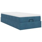 vidaXL Cadre de lit ottoman avec matelas bleu foncé 90x190 cm velours