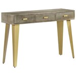 vidaXL Table console Bois de manguier Gris avec laiton 110x35x76 cm