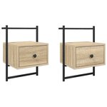 vidaXL Table de chevet murale 2 Pièces chêne sonoma 35x30x51 cm