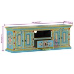 vidaXL Meuble TV bleu 110x30x40 cm bois massif de manguier