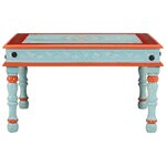 vidaXL Table basse bleu bois de manguier massif peint à la main
