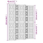 vidaXL Cloison de séparation 5 panneaux marron noir paulownia massif