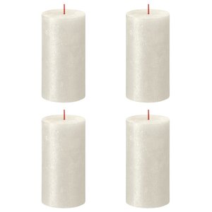 Bolsius Bougies pilier rustiques Shimmer 4 Pièces 130x68 mm Ivoire
